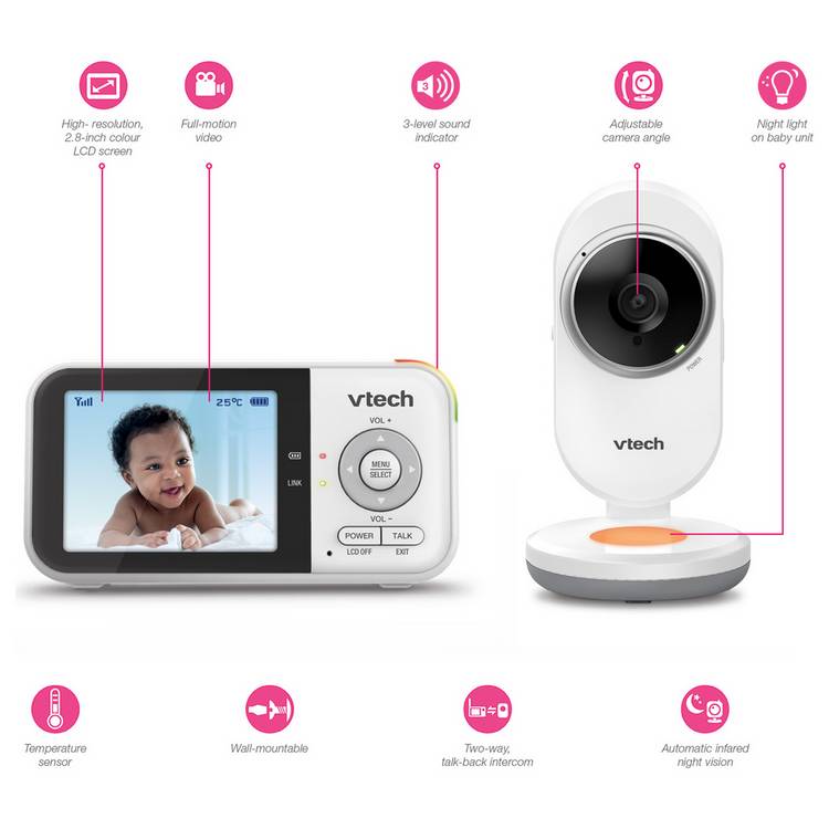 Vtech VM3254 2.8 inch colour video baby monitor, UK version
