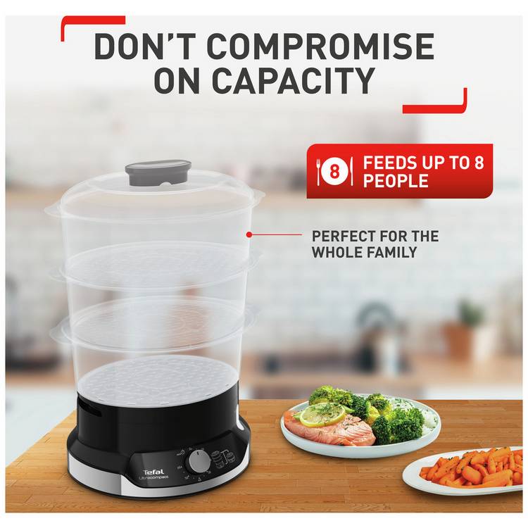 Tefal ultracompact 3 bowl steamer black, UK version