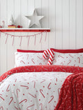 Catherine Lansfield White Christmas Candy Cane duvet cover set - British product