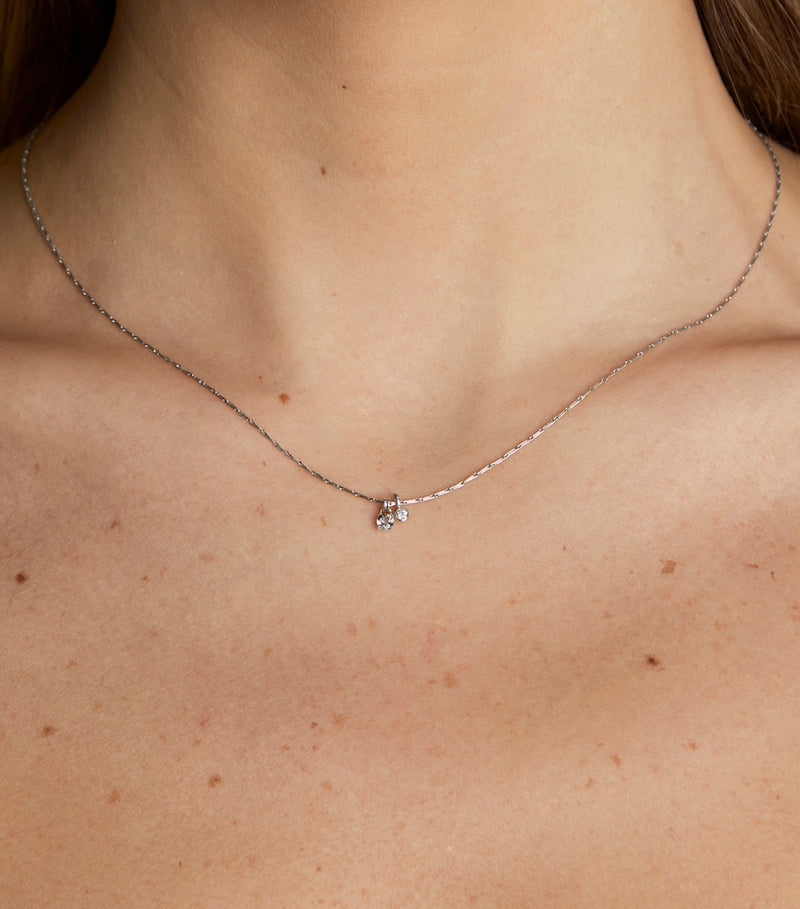 Astrid & Miyu rhodium-plated charm necklace with lab-grown diamond (British brand)