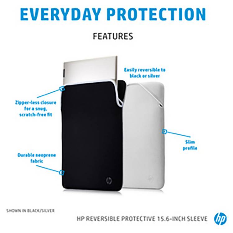 HP reversible laptop sleeve black and silver 15.6 inch - British product
