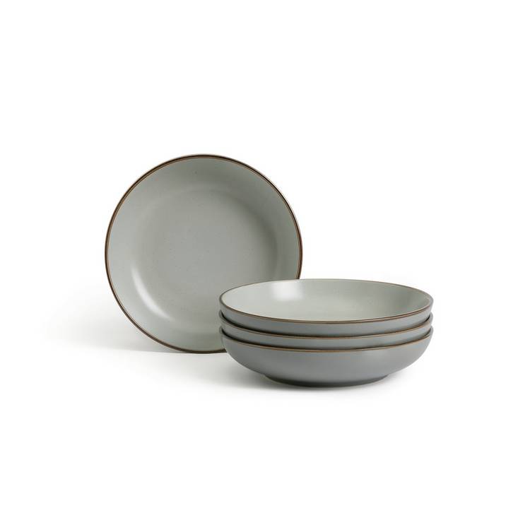 Habitat stoneware pasta bowls speckle grey 4 piece, imported from the UK
