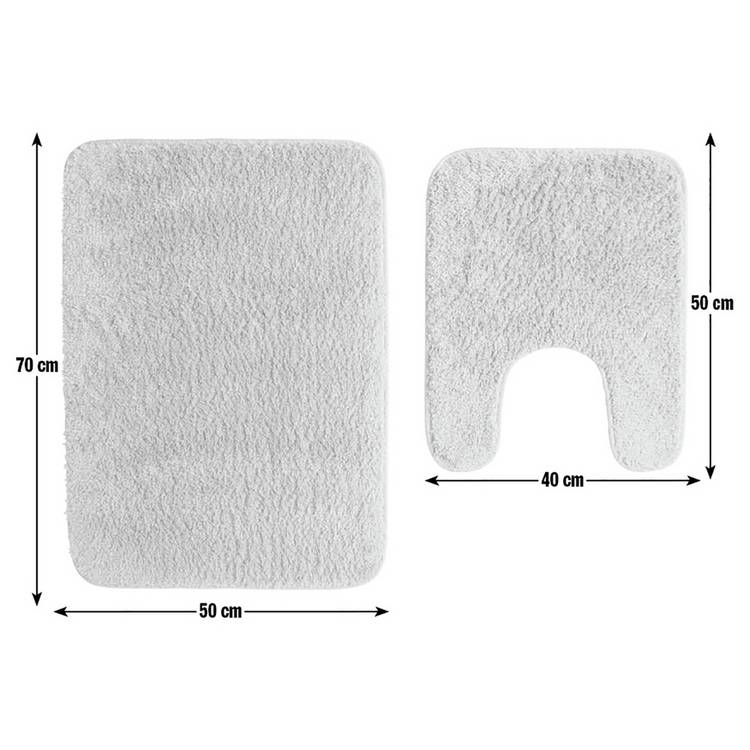 Argos Home silver tufted bath mat set 70x50cm and 50x40cm, UK version
