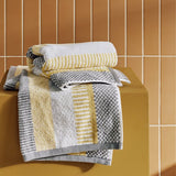 Habitat horizontal stripe hand towel set in mustard - British product