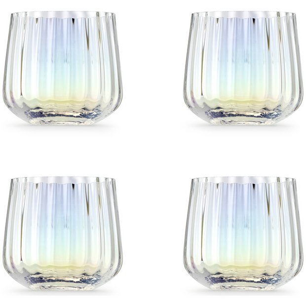 Habitat iridescent lustre fluted tumblers set of 4 (British brand)