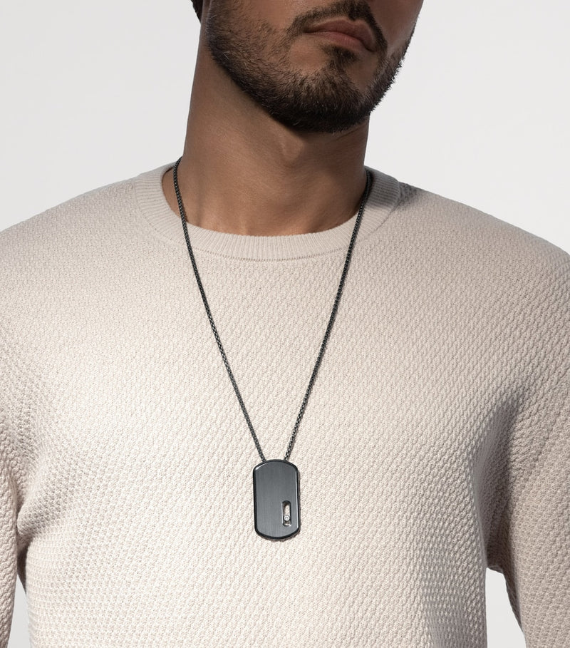 Messika Move pendant necklace graphite titanium with diamond 0.14ct, UK version