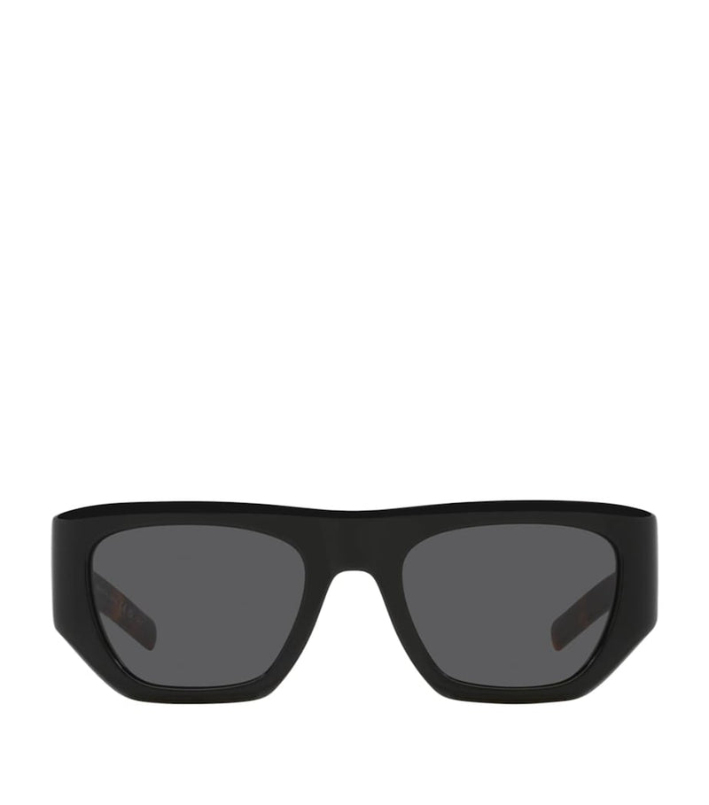 Saint Laurent pillowed square sunglasses in tortoiseshell with gold logo - British product