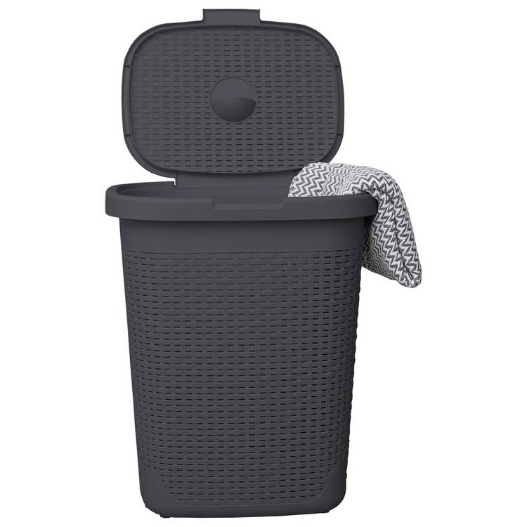 Addis rattan laundry basket charcoal 50 litre, imported from the UK