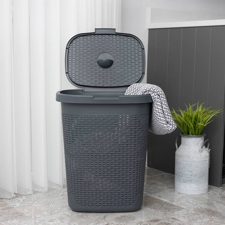 Addis rattan laundry basket charcoal 50 litre, imported from the UK