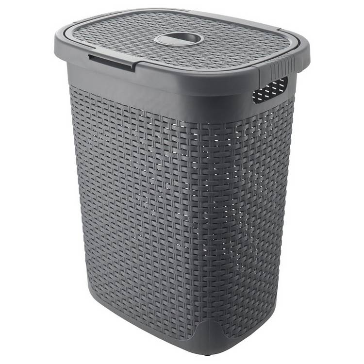 Addis rattan laundry basket charcoal 50 litre, imported from the UK
