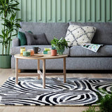 Argos Habitat Skandi Brush Marks Black & White Cut Pile Rug L170 x W120cm- Buy online at McGrocer
