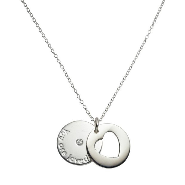 Moon & Back cubic zirconia pendant necklace 18 inch, UK version