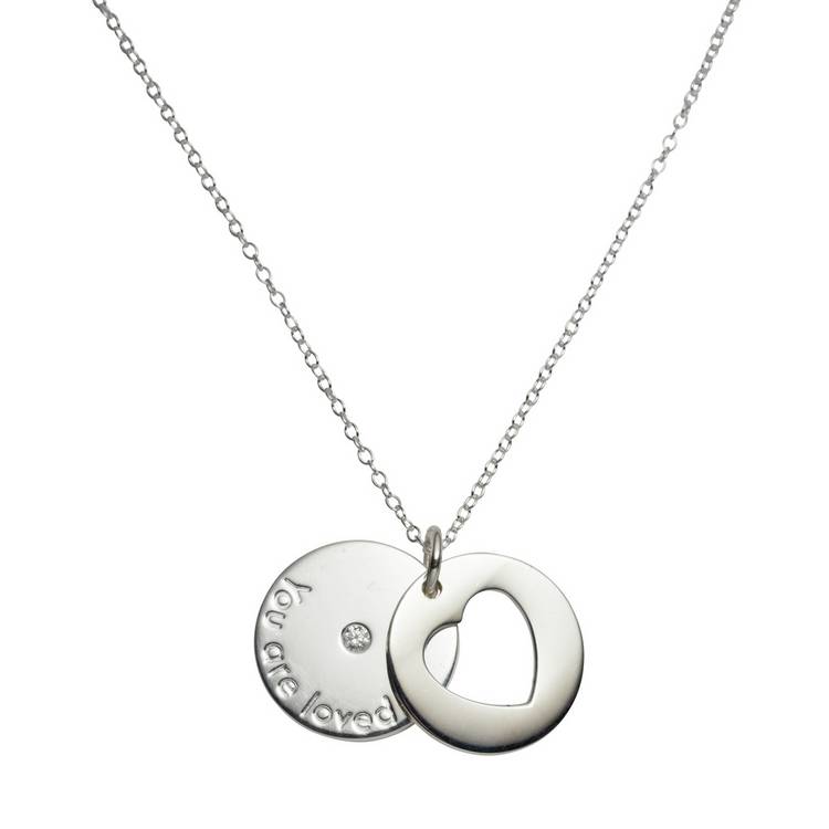 Moon & Back cubic zirconia pendant necklace 18 inch, UK version