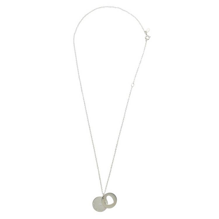 Moon & Back cubic zirconia pendant necklace 18 inch, UK version