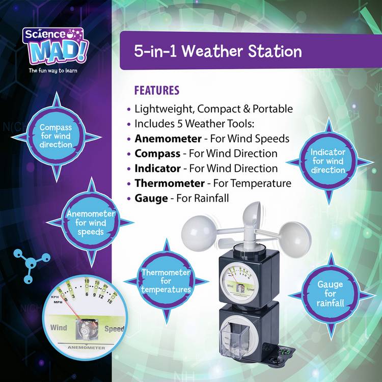 Science Mad 5 in 1 Weather Station kit (British brand)