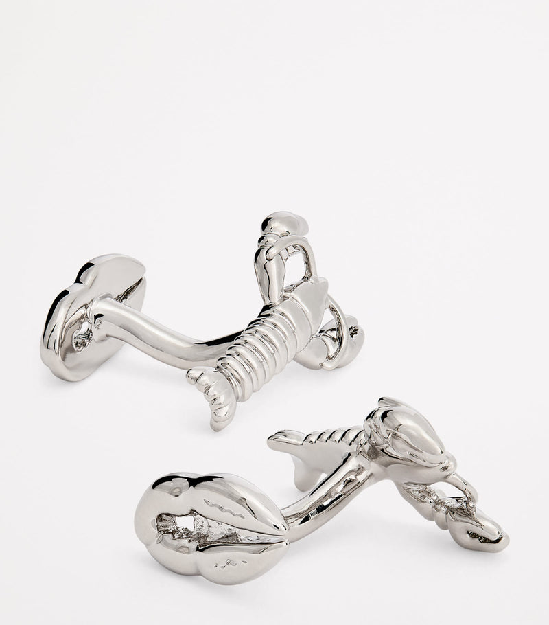 Babette Wasserman rhodium-plated lobster cufflinks H2.2cm x W1.2cm, imported from the UK
