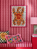 Eleanor Bowmer pink orange leopard wall art 70cm x 50cm - British product