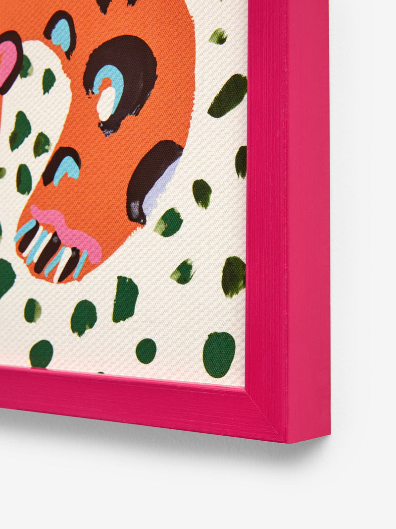 Eleanor Bowmer pink orange leopard wall art 70cm x 50cm - British product