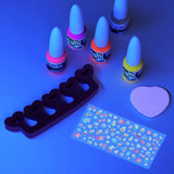 FabLab Glow in the Dark Nail Kit with neon polishes and stickers, UK version