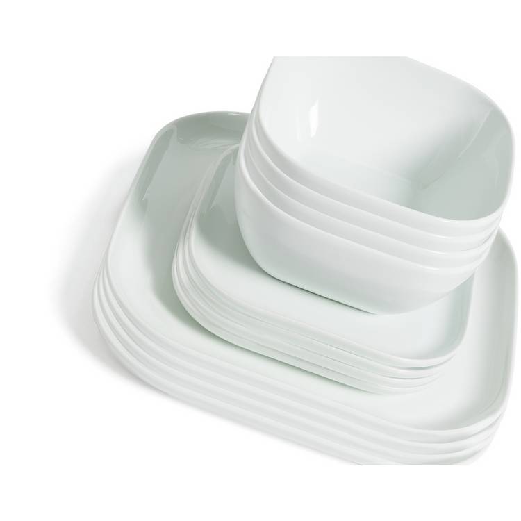 Habitat Riko square dinner set white porcelain 12 piece, UK version
