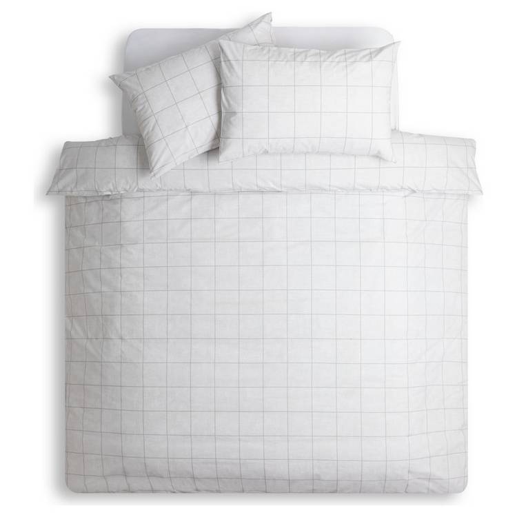 Habitat grey grid bedding set single - British product