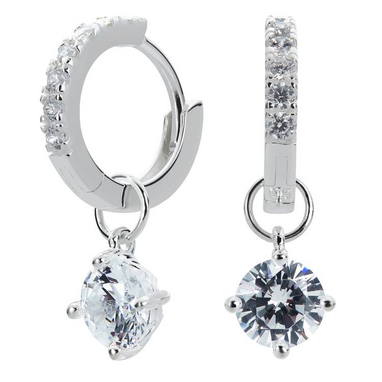 Revere sterling silver cubic zirconia huggie hoop earrings, UK version