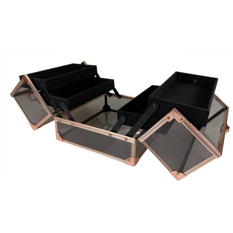 Technic black rose gold vanity case with trays (British brand)
