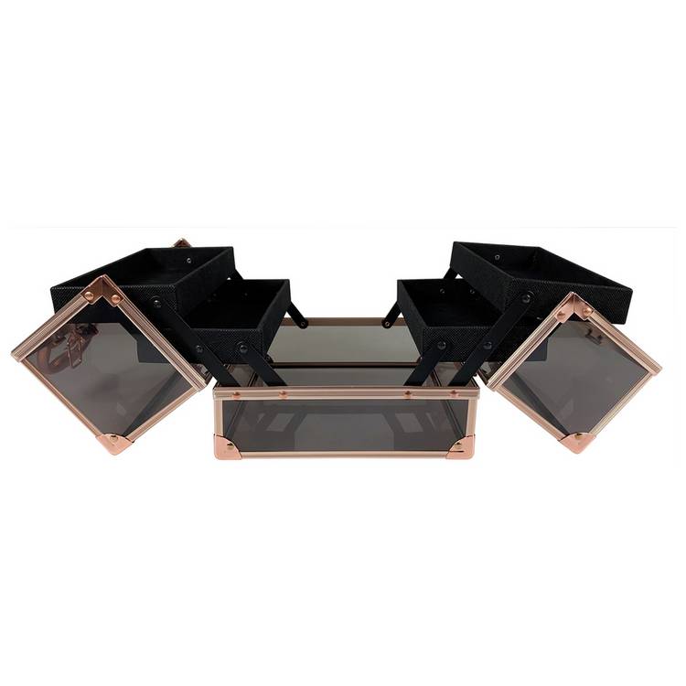 Technic black rose gold vanity case with trays (British brand)