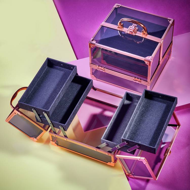Technic black rose gold vanity case with trays (British brand)