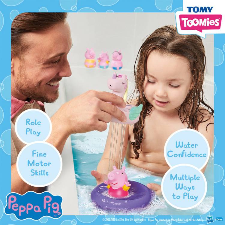 Peppa Pig bath bundle with character squirters and unicorn float, UK version