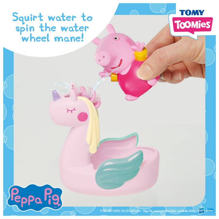 Peppa Pig bath bundle with character squirters and unicorn float, UK version