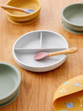 JoJo Maman Bébé grey silicone suction divided plate, UK version