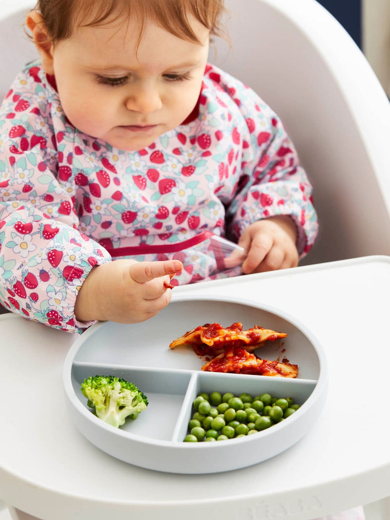 JoJo Maman Bébé grey silicone suction divided plate, UK version