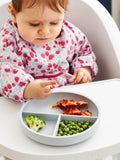 JoJo Maman Bébé grey silicone suction divided plate, UK version