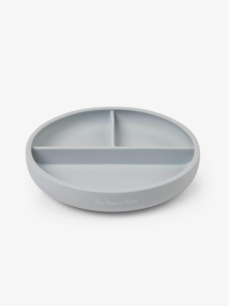 JoJo Maman Bébé grey silicone suction divided plate, UK version