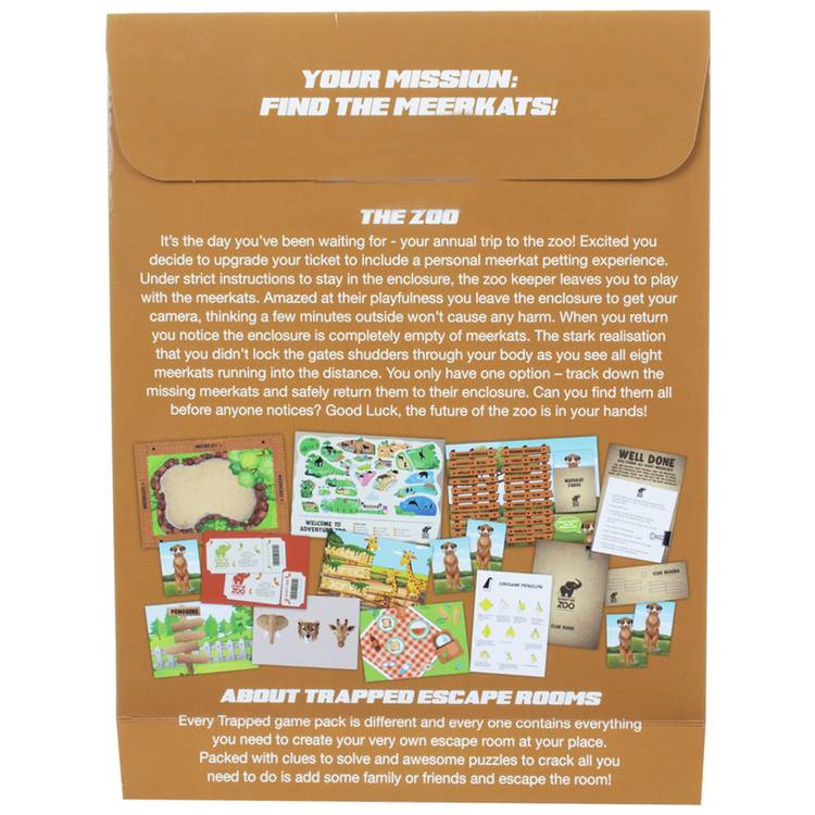 Trapped Escape Room Game The Zoo cooperative puzzle pack (British brand)