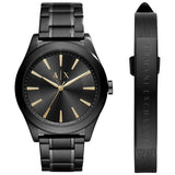 Armani Exchange black stainless steel watch set 44mm - British product
