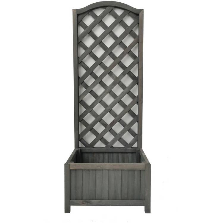 Straight lattice wooden planter grey 120cm, UK version