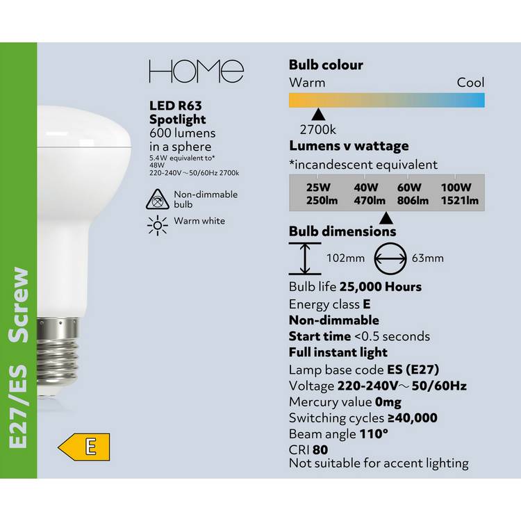 Argos Home 5.4W LED ES spotlight bulb - British product