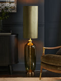 Connor floor lamp green glass base fabric shade, UK version