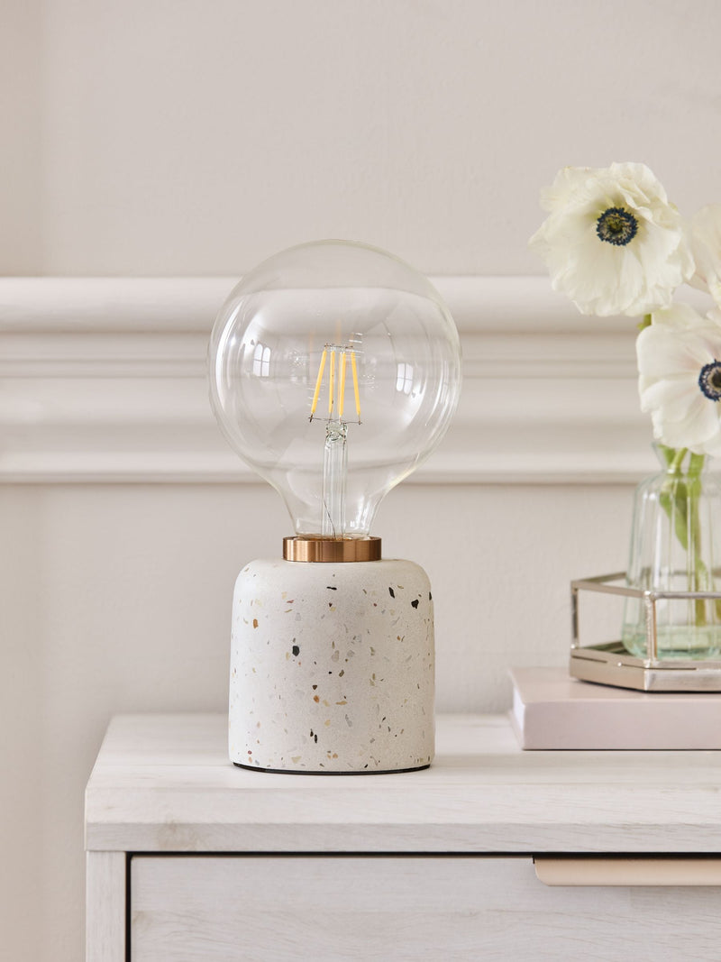 White Terrazzo rechargeable touch wireless table lamp, UK version