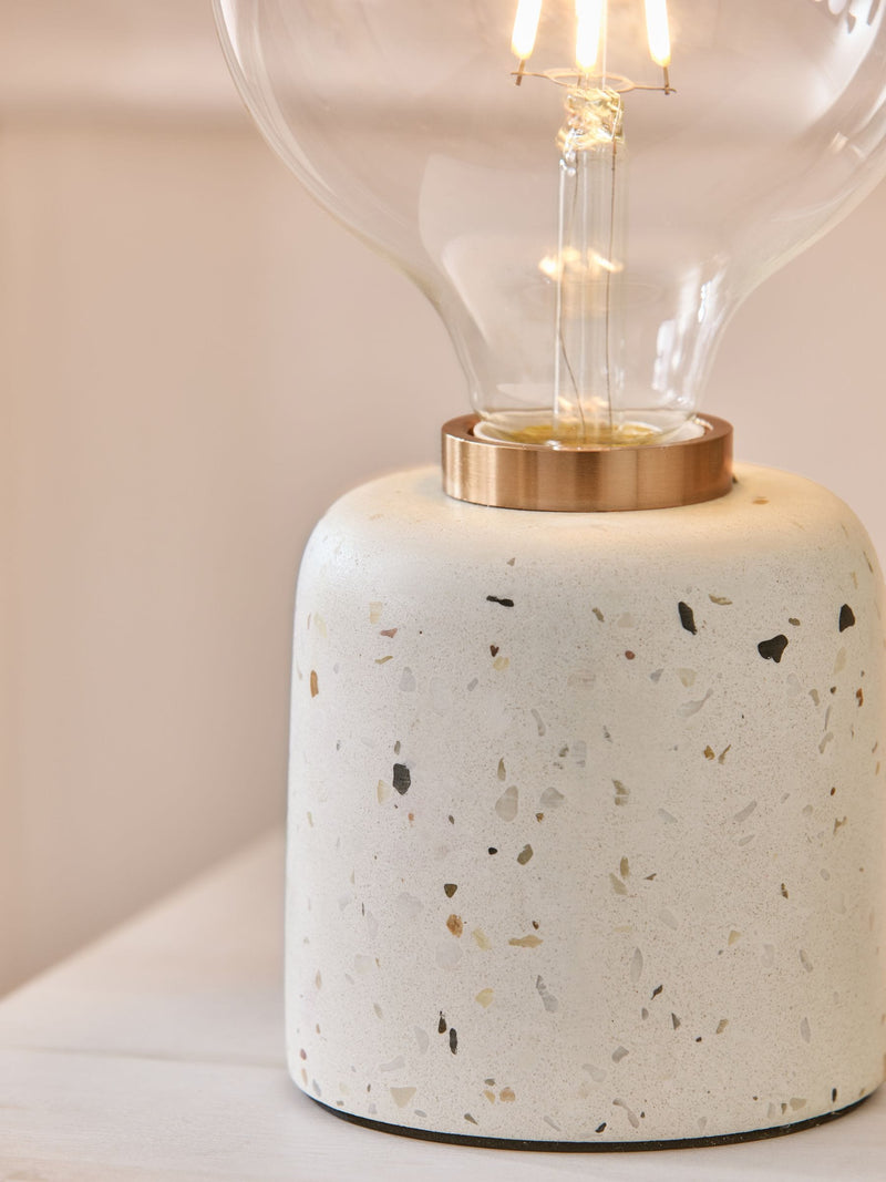 White Terrazzo rechargeable touch wireless table lamp, UK version