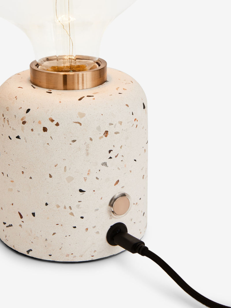 White Terrazzo rechargeable touch wireless table lamp, UK version