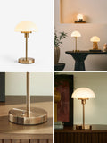 Brass Lambeth table lamp brushed brass opal glass (British brand)