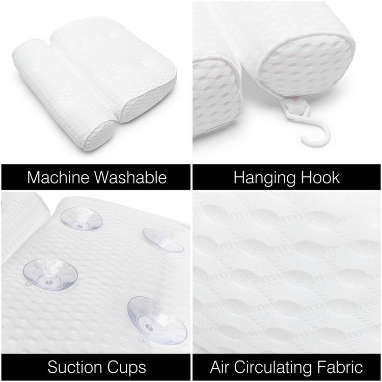 Rio luxury spa bath pillow with suction pads (British brand)