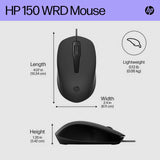HP 150 black USB wired mouse, imported from the UK
