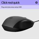 HP 150 black USB wired mouse, imported from the UK
