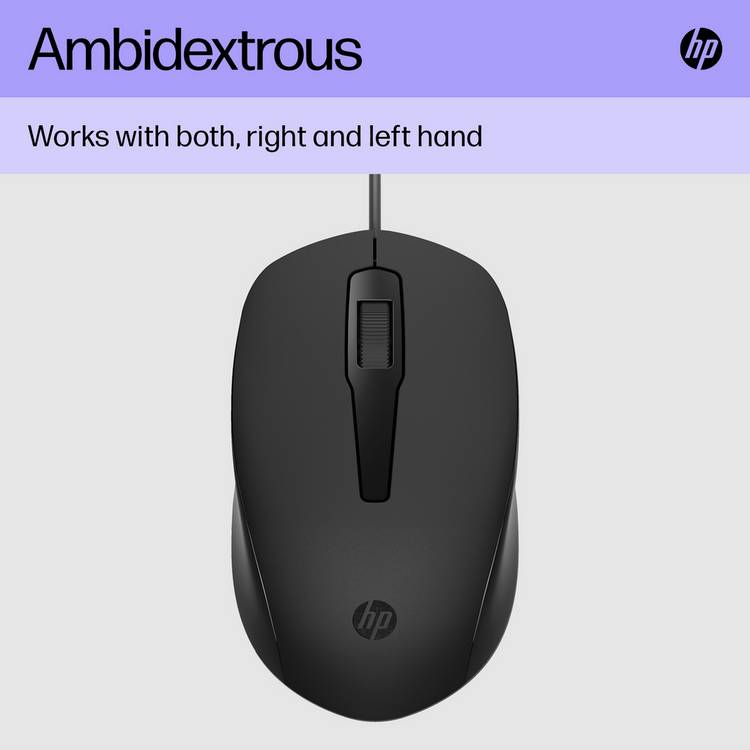 HP 150 black USB wired mouse, imported from the UK