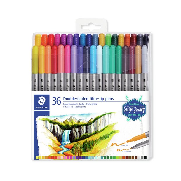 Staedtler double-ended fibre-tip pens pack of 36, UK version