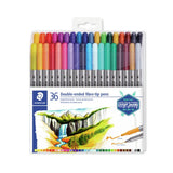 Staedtler double-ended fibre-tip pens pack of 36, UK version
